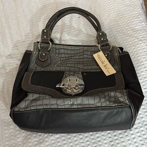 Nicole Lee Animal Texture Purse with Clunky Silver Closure